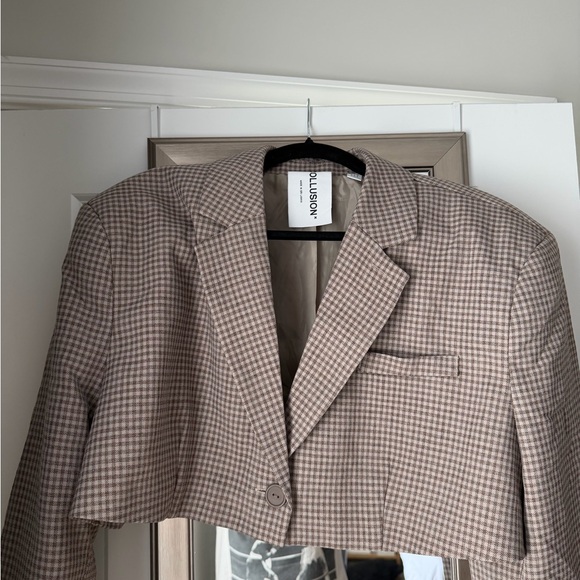 ASOS collusion Cropped Check Blazer - Taupe Houndstooth - Picture 3 of 5
